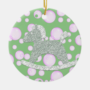 Rocking Horse Baby Tree Ornaments Keramik Ornament