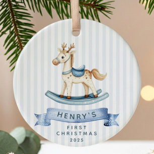 Rocking Horse Baby's First Christmas Keramik Ornament