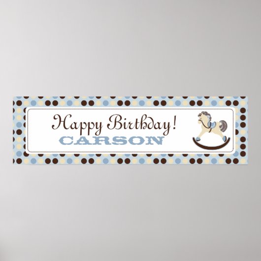 Rocking Horse Birthday Banner Boy Poster (Vorne)