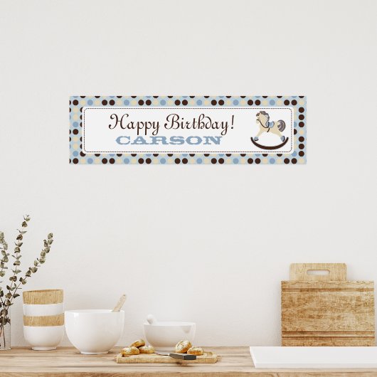 Rocking Horse Birthday Banner Boy Poster (Küche)