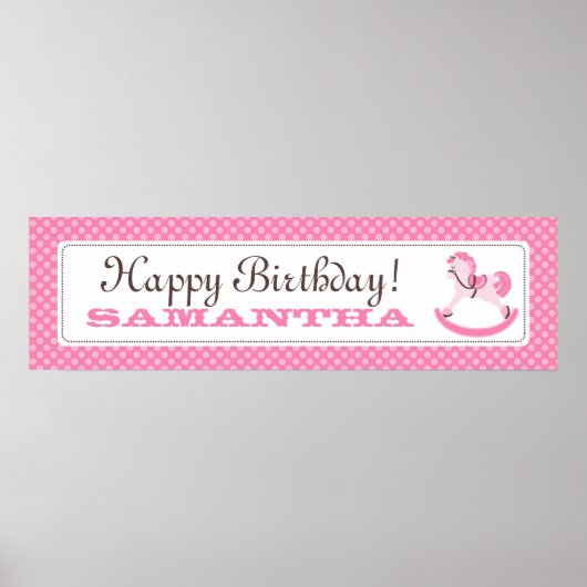 Rocking Horse Birthday Banner für Mädchen Poster (Vorne)