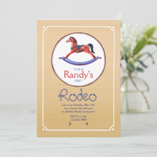 Rocking Horse Birthday Party Einladung (Stehend Vorderseite)