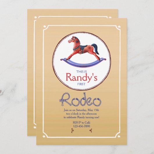 Rocking Horse Birthday Party Einladung (Vorne/Hinten)