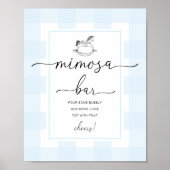 Rocking Horse Blue Gingham Mimosa Bar Sign Poster (Vorne)