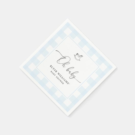 Rocking Horse Blue Gingham Oh Baby Paper Napkin Serviette (Ecke)