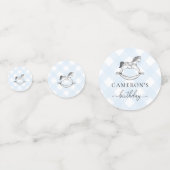 Rocking Horse Blue Gingham Table Confetti Konfetti (Vorderseiten)