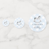 Rocking Horse Blue Gingham Table Confetti Konfetti (Rückseiten)
