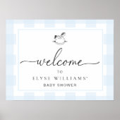 Rocking Horse Blue Gingham Willkommen Poster (Vorne)