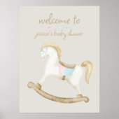 Rocking Horse Blue Pink Gender Baby Begrüßungszeic Poster (Vorne)