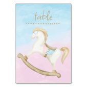 Rocking Horse Blue Pink Gender Baby Tischnummer (Rückseite)