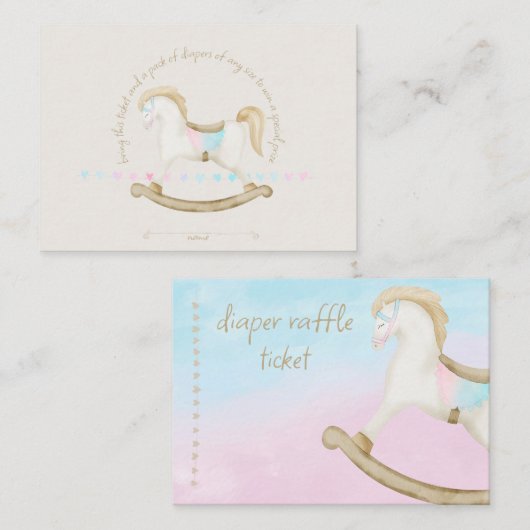 Rocking Horse Blue Pink Gender Neutral Baby Diaper Begleitkarte (Vorne/Hinten)