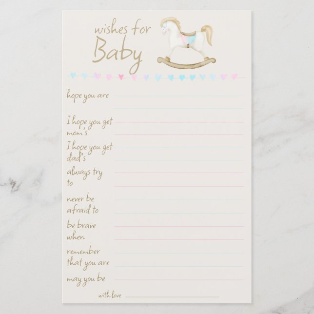 Rocking Horse Blue Pink Gender Neutral Baby Dusche (Vorderseite)