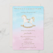 Rocking Horse Blue Pink Gender Neutral Baby Dusche Einladung (Vorne/Hinten)