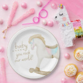 Rocking Horse Blue Pink Gender Neutral Baby Dusche Pappteller (Party)