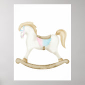 Rocking Horse Blue Pink Gender Neutral Baby Dusche Poster (Vorne)