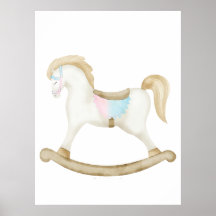Rocking Horse Blue Pink Gender Neutral Baby Dusche