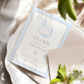 Rocking Horse Blue Toile De Jouy Baby Dusche Einladung