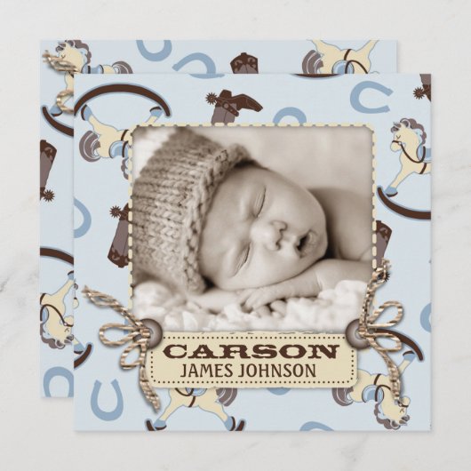 Rocking Horse Boy Announcement Square Ankündigung (Vorne/Hinten)