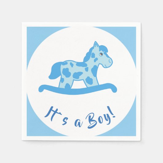 Rocking Horse Boy Baby Shower Es ist ein Junge Serviette (Vorderseite)