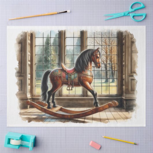 Rocking Horse Decoupage Tissue Paper Seidenpapier (Basteln)