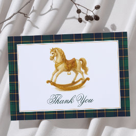 Rocking Horse Elegante Karierte Kinderdusche Dankeskarte