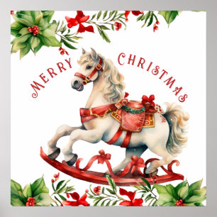 Rocking Horse Frohe Weihnachten Poster