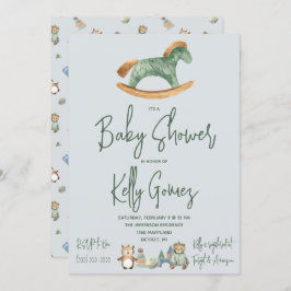 Rocking Horse Gender Neutral Boho Toys Baby Shower Einladung