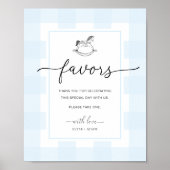 Rocking Horse Gingham Blue Gingham Favors Sign Poster (Vorne)