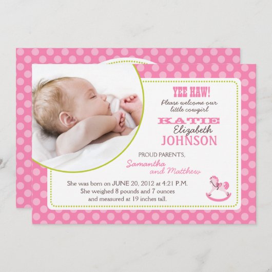 Rocking Horse Girl Announccard Ankündigung (Vorne/Hinten)