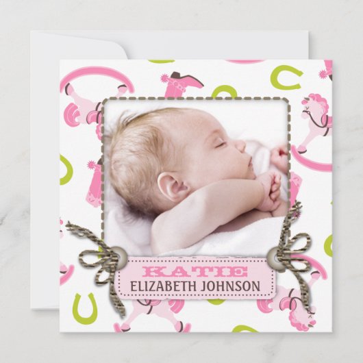 Rocking Horse Girl Announcement Square Ankündigung (Vorderseite)