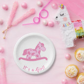 Rocking Horse Girl Babydusche Es ist ein Mädchen Pappteller (Party)
