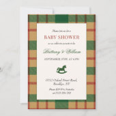 Rocking Horse Holiday Plaid Baby Shower Einladung (Vorderseite)