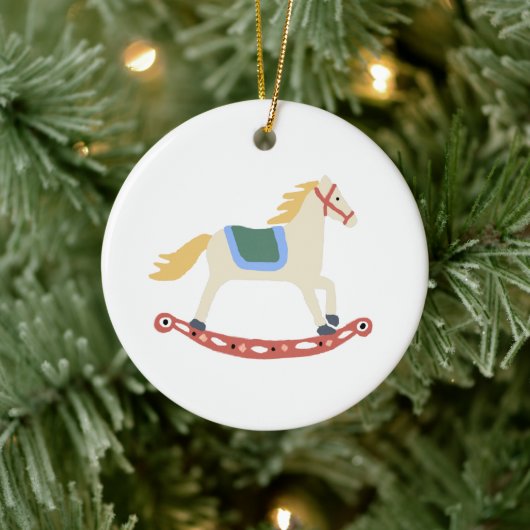 Rocking Horse Illustration Keramik Ornament (Baum)