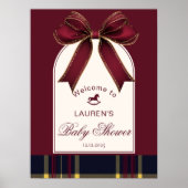 Rocking Horse Luxury Gold Bow Burgundy Willkommen Poster (Vorne)