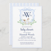 Rocking Horse Monogram Grandmillennial Baby Show Einladung (Vorne/Hinten)