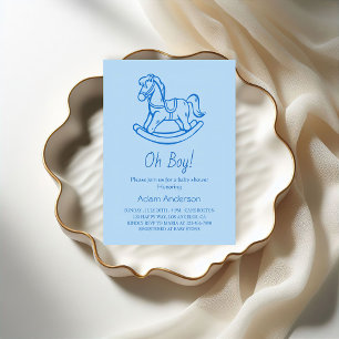 Rocking Horse Oh Boy Baby Dusche Elegant und Nie Einladung