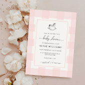 Rocking Horse Pink Gingham Baby Shower Einladung