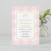 Rocking Horse Pink Gingham Christening Foil Einlad Folieneinladung (Stehend vorne)