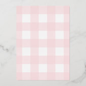 Rocking Horse Pink Gingham Christening Foil Einlad Folieneinladung (Rückseite)