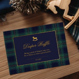 Rocking Horse Plaid Baby Shower Diaper Raffle Begleitkarte