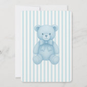 Rocking Horse Preppy Bear Blue Baby Dusche Einladung (Rückseite)