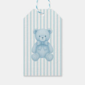 Rocking Horse Preppy Bear Blue Baby Dusche Geschenkanhänger (Rückseite)