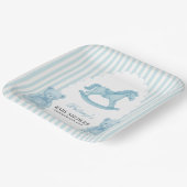 Rocking Horse Preppy Bear Blue Baby Dusche Pappteller (Gewinkelt)