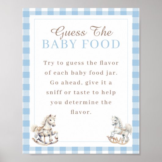 Rocking Horse Raten Sie das Baby Food Baby Shower Poster (Vorne)