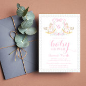 Rocking Horse Rosa Monogram Coquette Baby Showroom Einladung