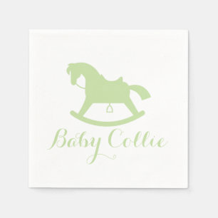 Rocking Horse Silhouette Baby Shower Napkins Green Serviette