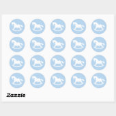Rocking Horse Silhouette Baby Shower Sticker Blau (Blatt)