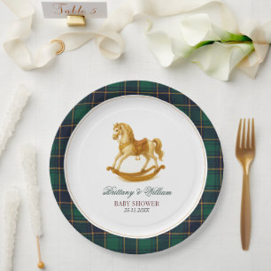 Rocking Horse Tartan Kariert Baby Dusche Pappteller