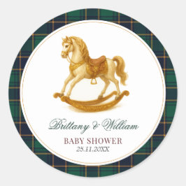 Rocking Horse Tartan Kariert Baby Dusche Runder Aufkleber
