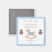 Rocking Horse & Teddies Save the Date Kinderdusche Magnet (Vorderseite/Rückseite)